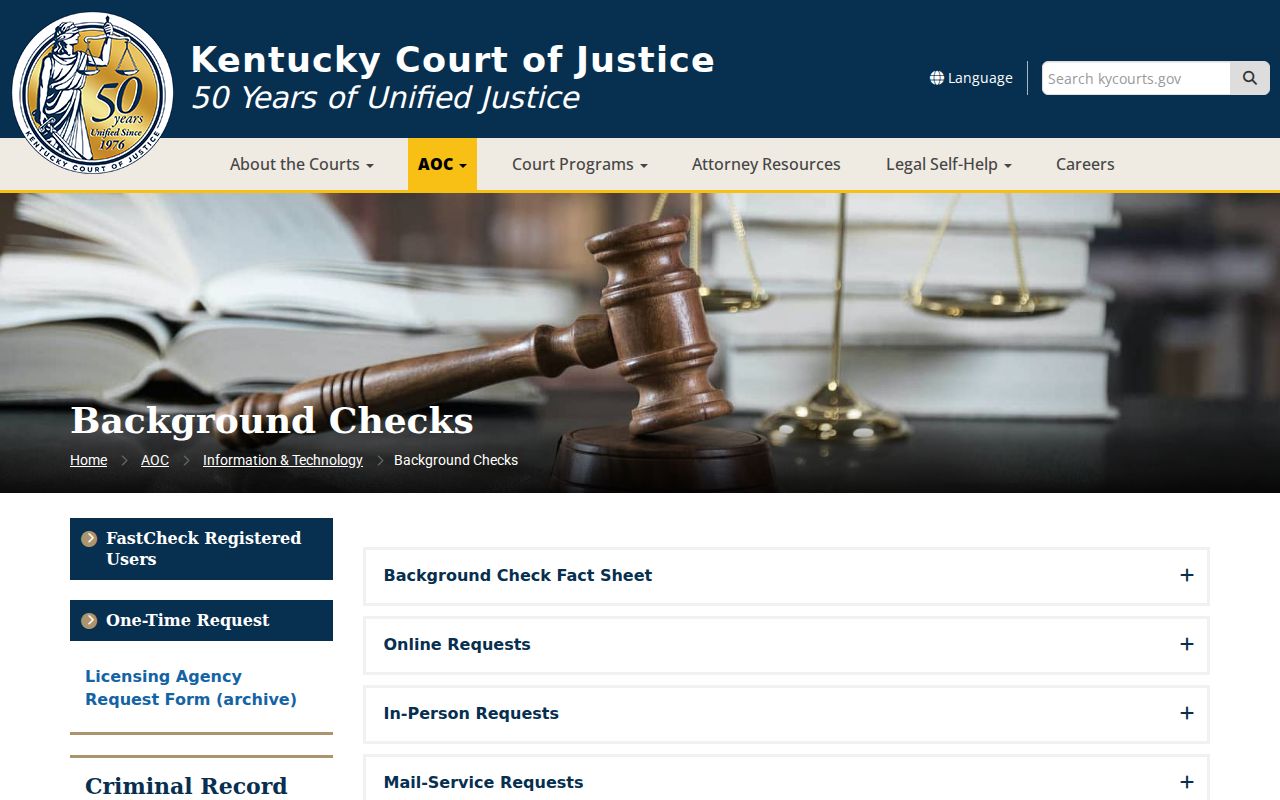 Johnson County criminal history and Kentucky AOC background check options