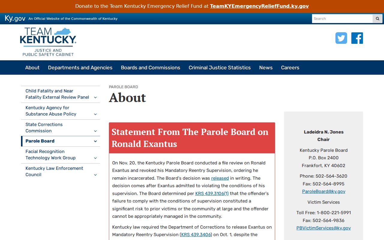 Johnson County criminal history and Kentucky Parole Board records