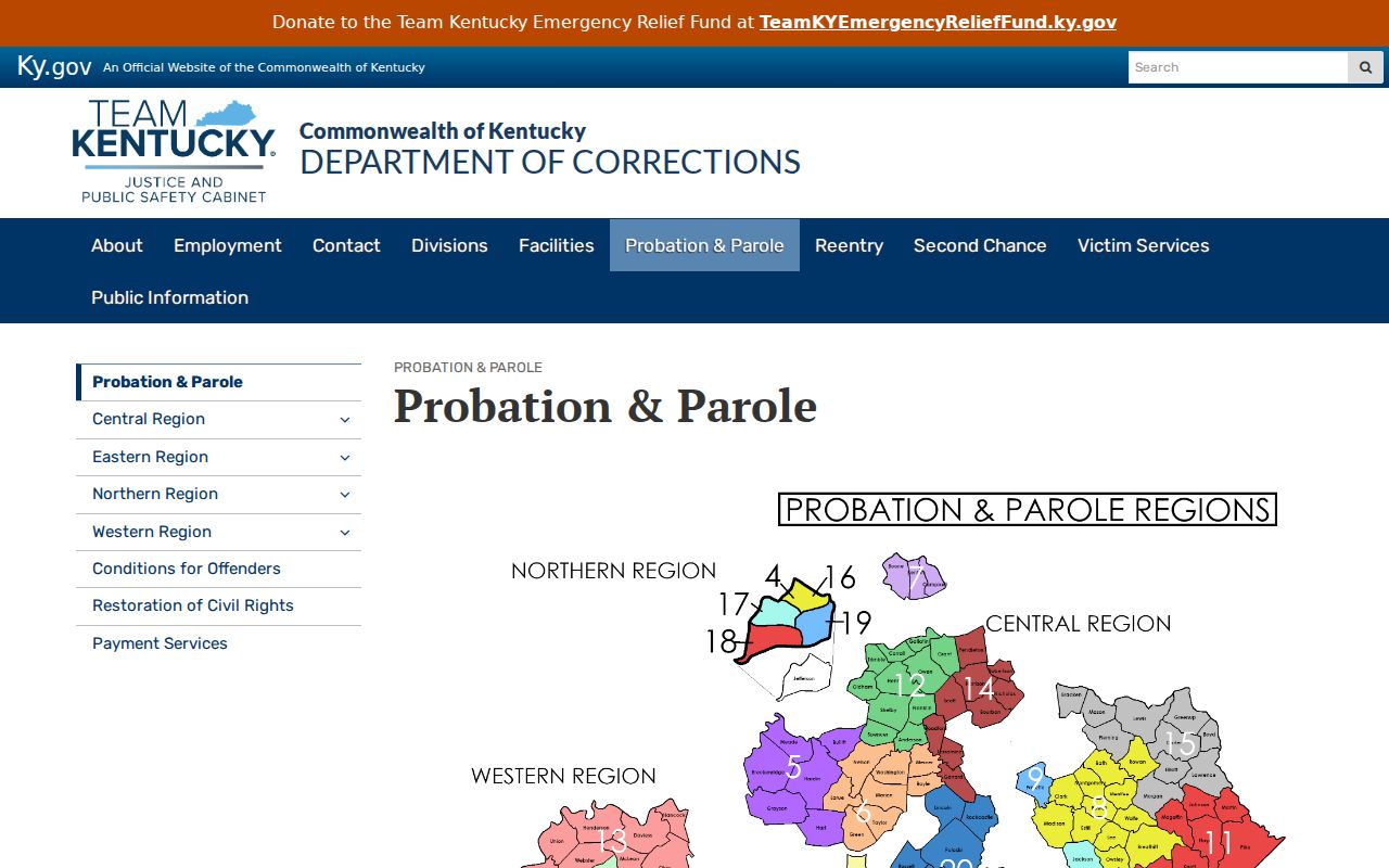 Johnson County felony record supervision through Kentucky probation and parole